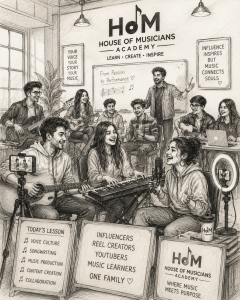 creators influencer playing music at house of musicians academy