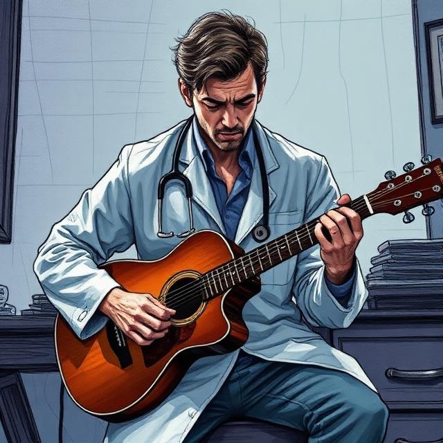doctor playing guitar house of muscians